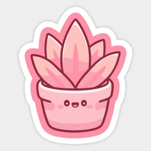 Cute Pink Cactus in Kawaii Style | Kawaii Plant Illustration | Cute Kawaii House Plant Sticker